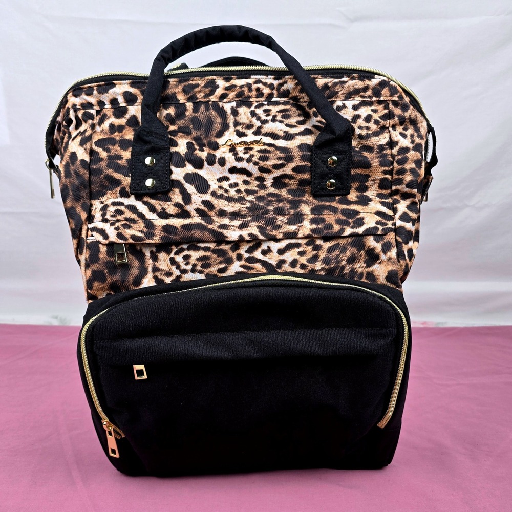 Leopard Print and Black Laptop Backpack - Women’s Laptop Bag